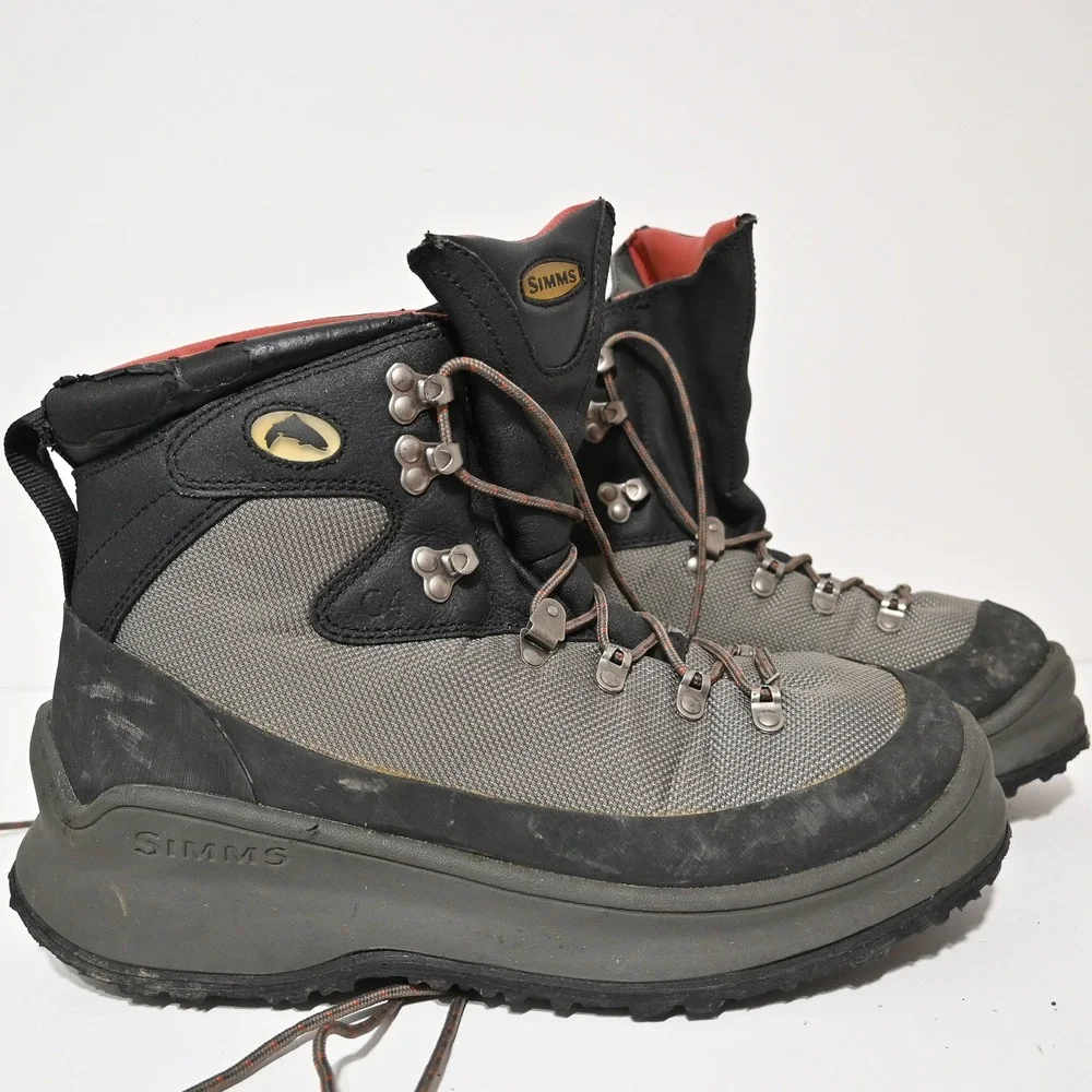 Simms G4 Wading Boots Mens Vibram Studded Sole 11 Gray Black 26038-00
